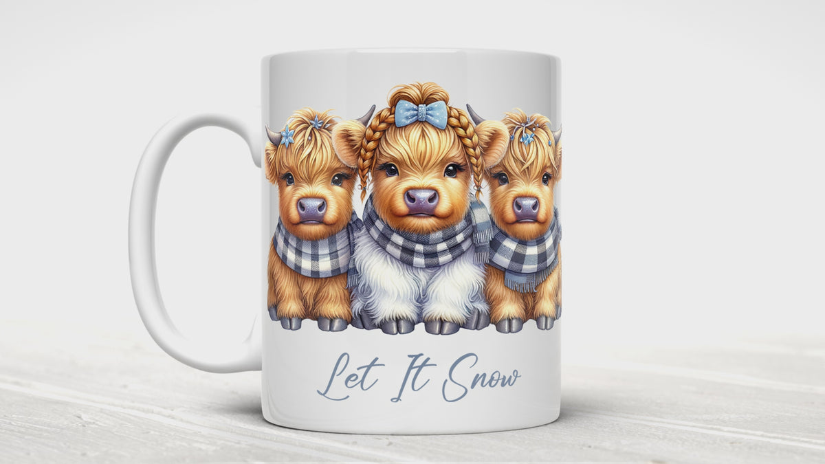 Let It Snow Highland Cow Mug