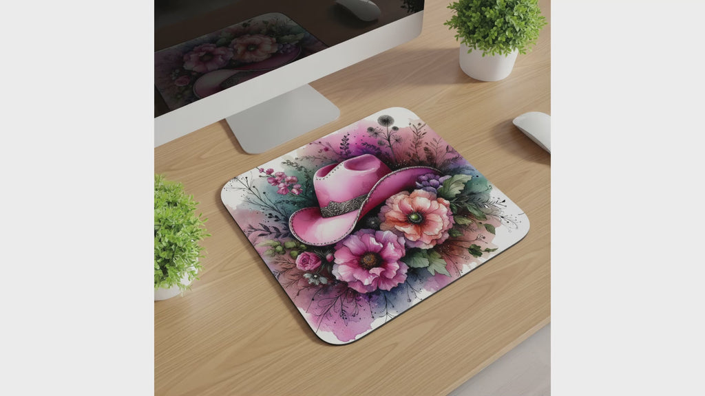 Pink Cowgirl Hat Mousepad