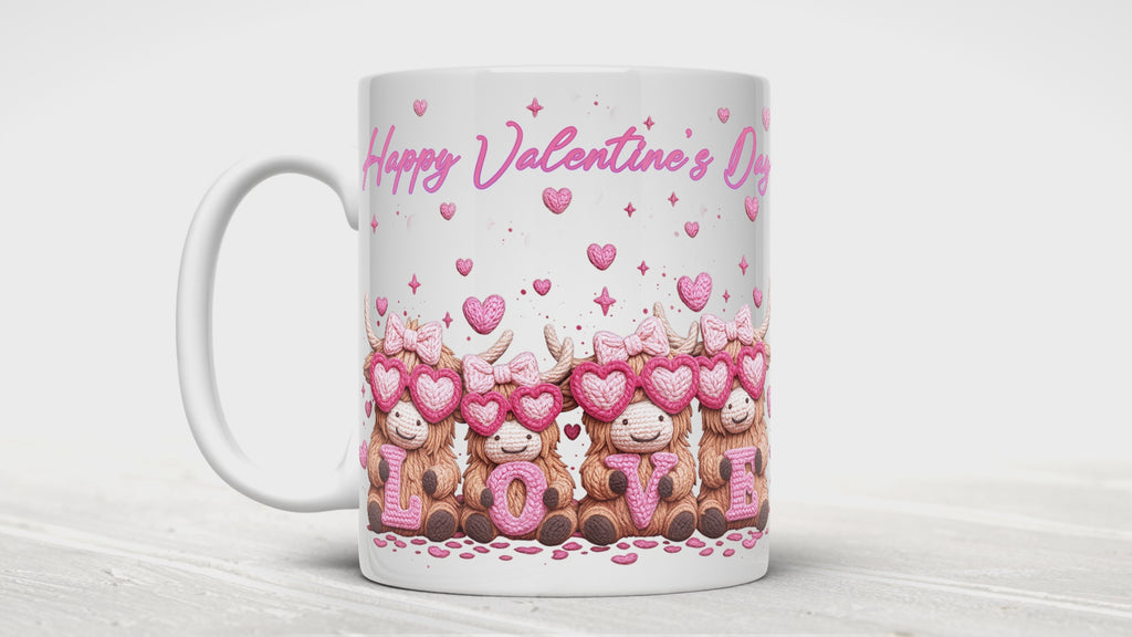 Happy Valentine's Day Highland Cow Mug
