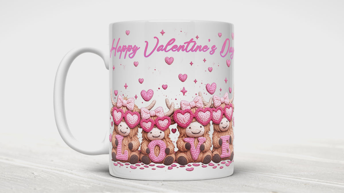 Happy Valentine's Day Highland Cow Mug