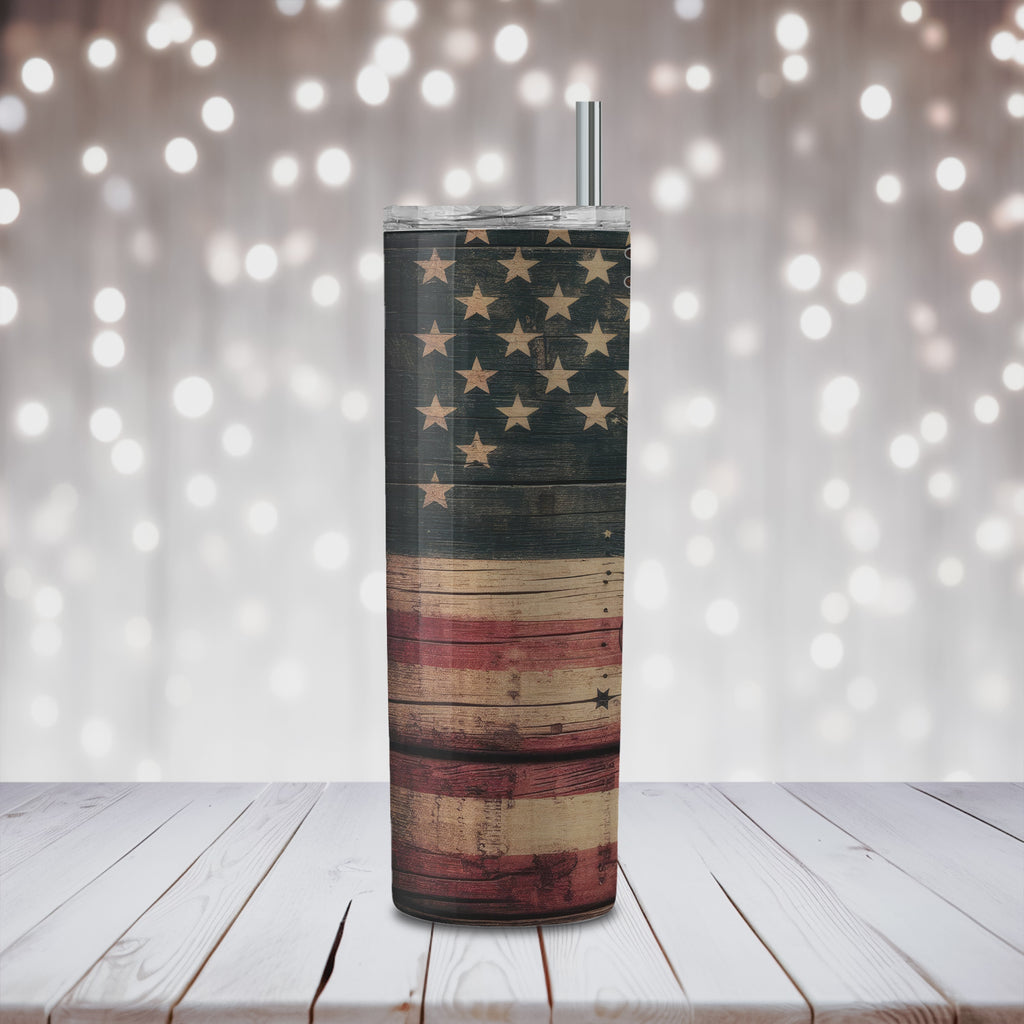 Patriotic Dad Tumbler: Stainless Steel Travel Mug with Lid & Straw