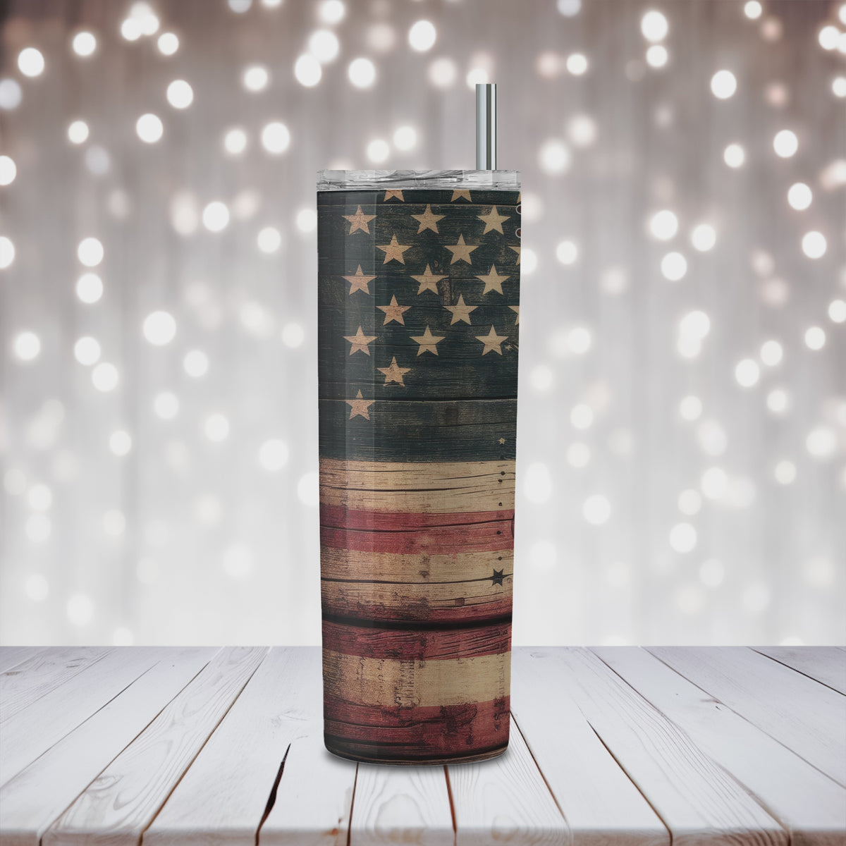 Patriotic Dad Tumbler: Stainless Steel Travel Mug with Lid & Straw