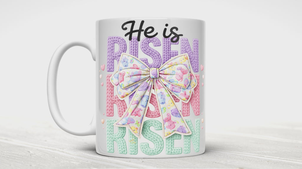 Knitted Religious Easter Mug — Faith Gift for Easter, 7 Styles, 11oz or 15oz Ceramic Coffee Mug