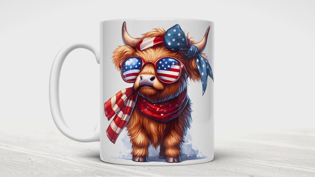 Patriotic Baby Highland Cow Mugs