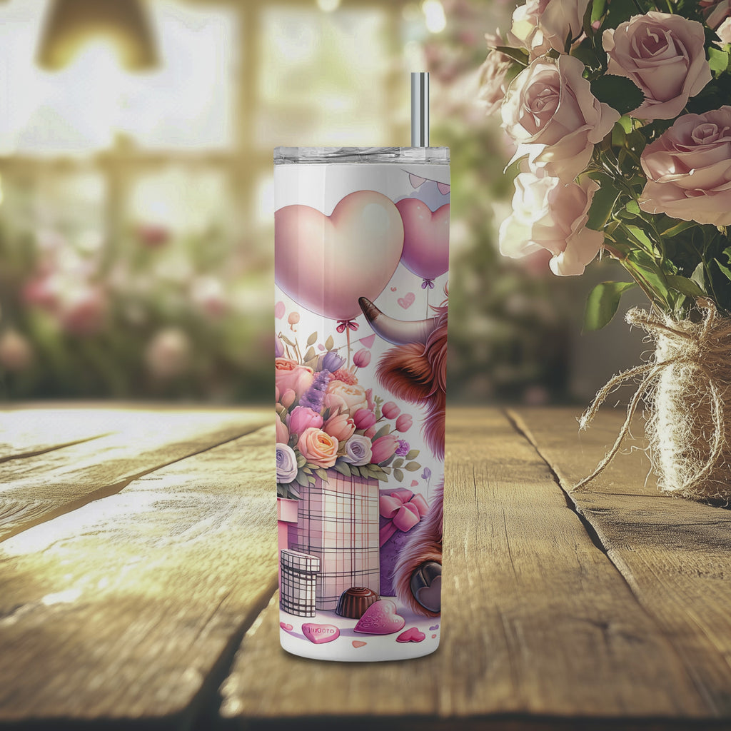 Valentine's Day Highland Cow Tumbler