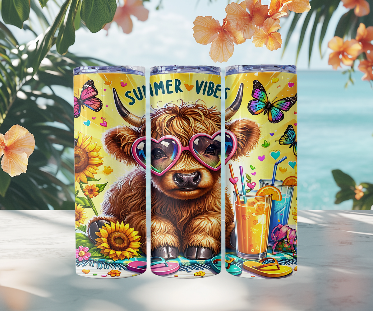 Summer Highland Cow Tumblers (9 styles)